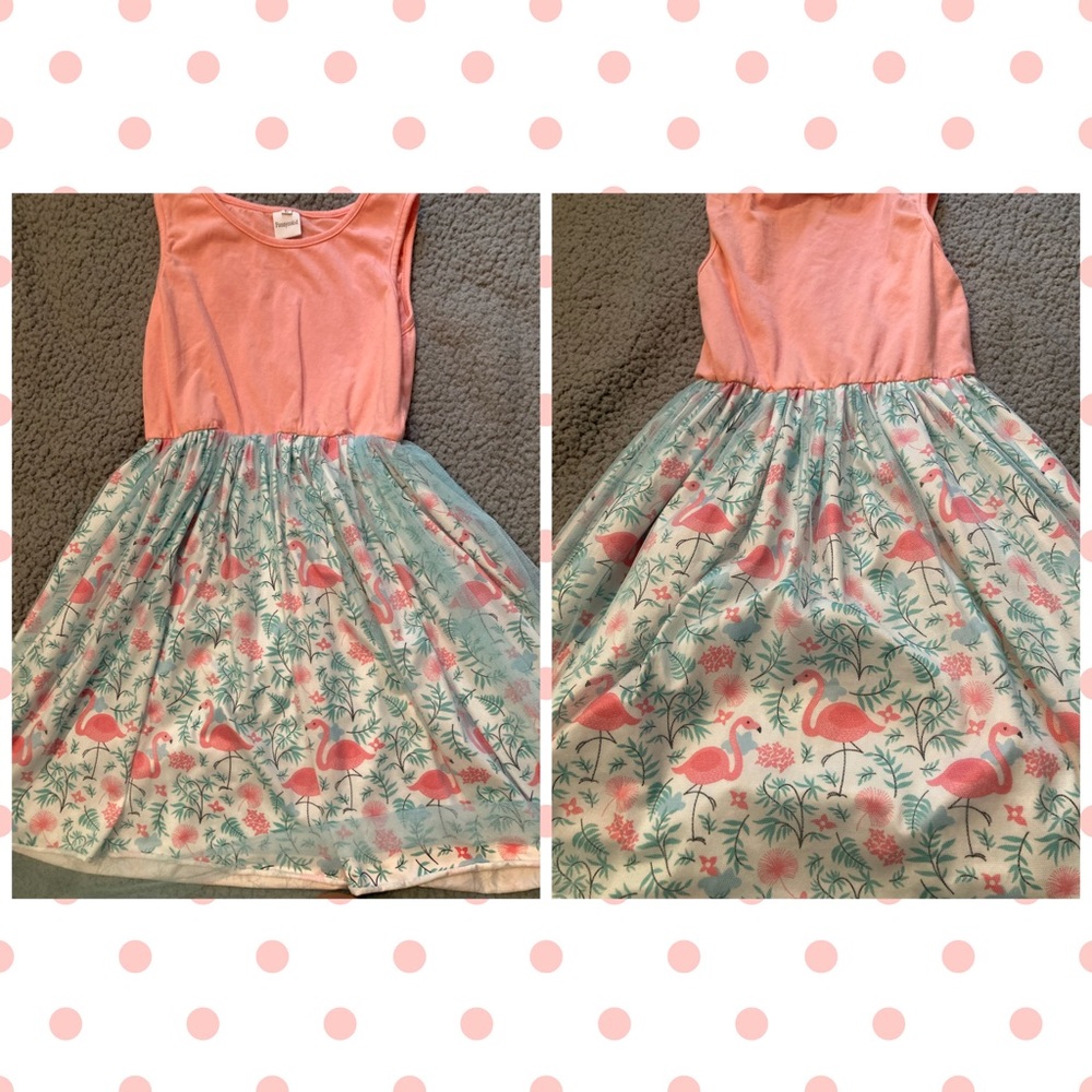 Girls Size 8-9 Pink Flamingo Dress